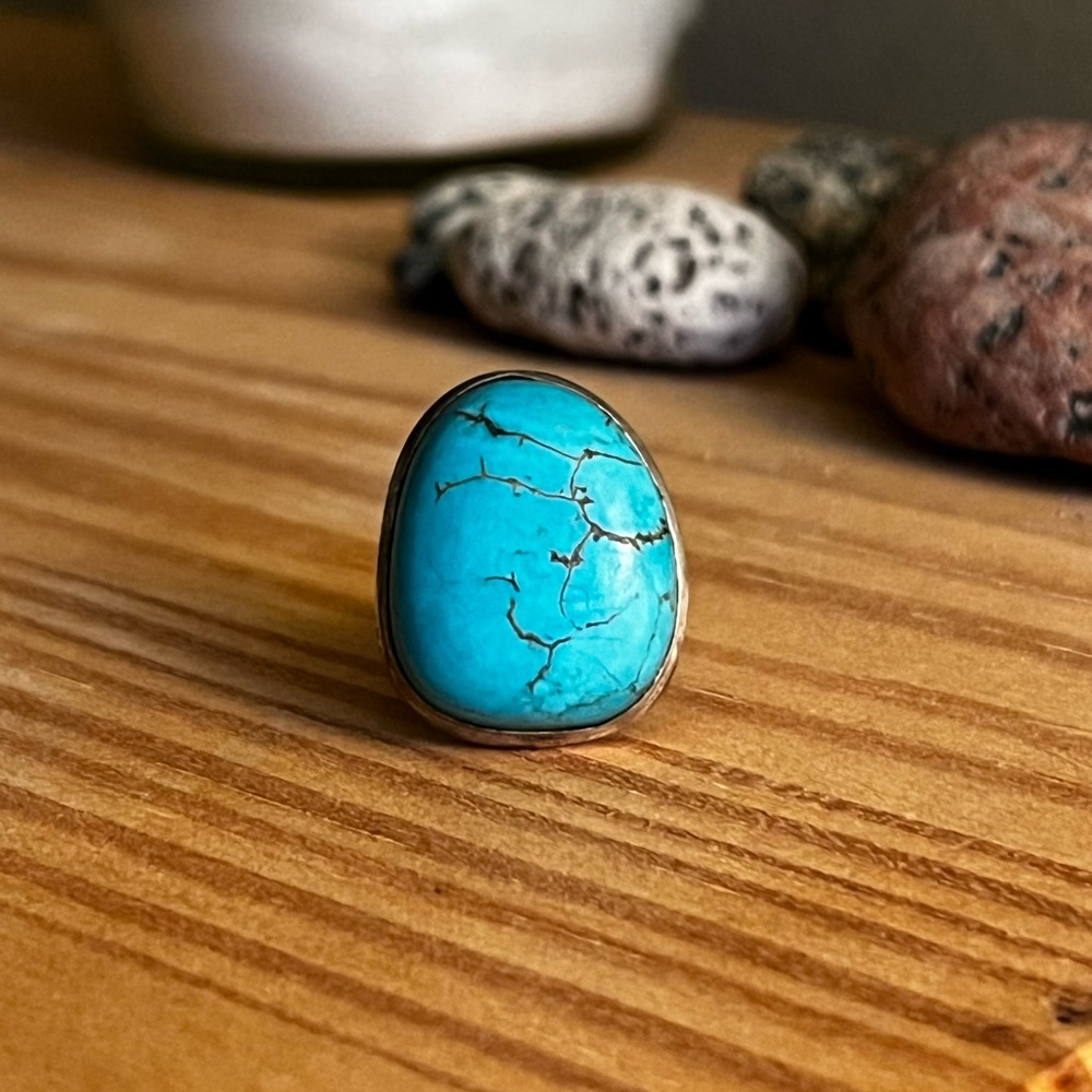Turquoise Statement Ring - Bright Blue Gemstone